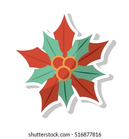 christmas flower decorative icon vector illustration design