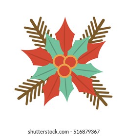 christmas flower decorative icon vector illustration design
