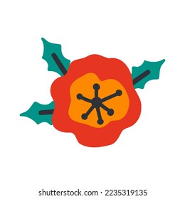 Flor de Navidad dibujada en estilo plano. ilustración vectorial