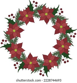 Christmas flower isolated wreath vector