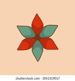 Christmas Flower Ornament Symbol. Social Media Post. Christmas Decoration Vector Illustration.