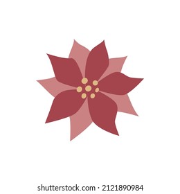 Christmas Flower Or Poinsettia, Flat Icon Vector Illustration