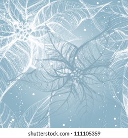 Christmas flower Poinsettia / Floral seamless winter pattern