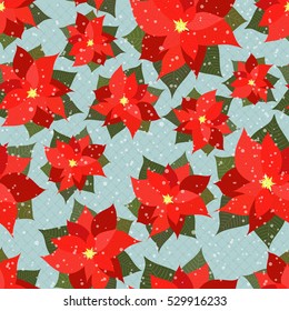 Christmas flower - puansetiya. Seamless background.