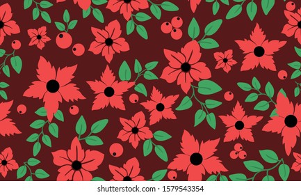 Christmas flower red, design for seamless floral pattern.