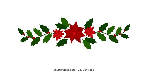 Christmas flower. Vector flat illustration on a white background