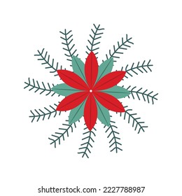 Christmas flower, winter plants, Christmas floral collection. Winter design element collection for christmas, new year, winter holidays. Hand-drawn flowers, herbs, branches
