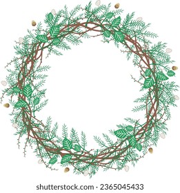 christmas flower wreath, christmas icons, christmas elements, vector icons for holidays, flat christmas icons