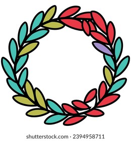 A Christmas Flower wreath Vector isolated on a white background, Colorful Flower wreath illustration
