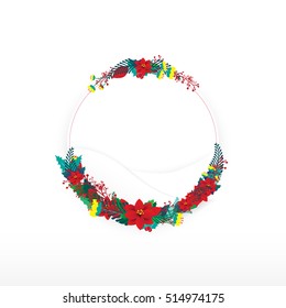 Christmas flowers with circle frame