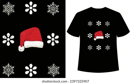 christmas flowers and hat vector t shirt designs template.This t-shirt is designed for christmas , this t-shirt can be the best gift for christmas lover.