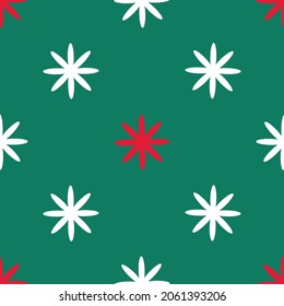 Christmas flowers seamless pattern, green and red, winter, weekend, holidays, new year, pattern series, santa, surprise, for backgrounds, wrapping paper