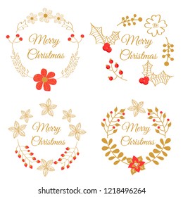 Christmas flowers set