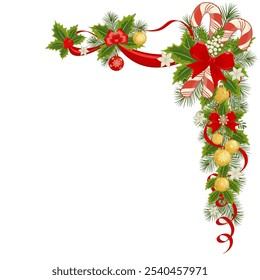 Christmas flowers wreath. A vibrant holiday wreath featuring red poinsettias, green leaves, and white berries arranged for festive decoration during winter