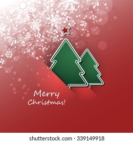 Christmas Flyer or Cover Design With Christmas Tree And Red Background