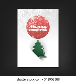 Christmas Flyer or Cover Design With Christmas Tree And White Sparkling Background