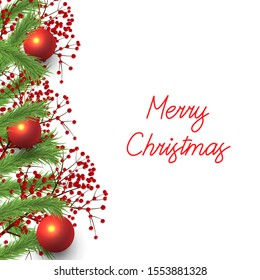 Christmas Flyer Design with Pine Tree Branches and Holly Berries