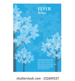 Christmas flyer with trees. vector