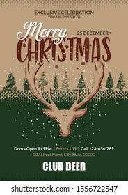 Christmas flyer. You can use it for all your Christmas celebration parties. It is very easy to edit. Poster for Christmas parties.
