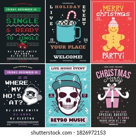 Christmas flyers set. Xmas brochures templates collection. Holiday designs bundle.vector illustrations