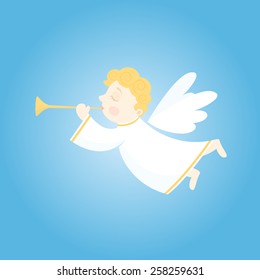 Christmas Flying angel with trumpets