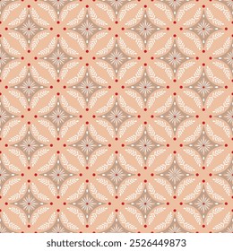 Navidades de adorno de arte popular. Patrón sin fisuras de Vector con árbol de ramas. Colección escandinava. Color beige y rojo jengibre. Estampado textil de tela.