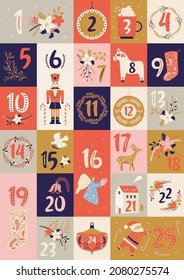 Advent Calendar Christmas Poster Stock Vector (Royalty Free) 525206515 ...