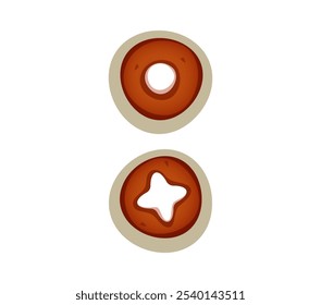 Christmas font, gingerbread cookie type or biscuit colon symbol, vector Xmas holiday typeface. Christmas font punctuation mark of colon or two dots gingerbread cookie with icing for holiday greeting