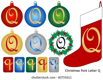 Christmas Font Letter Q