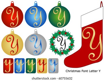 Christmas Font Letter Y