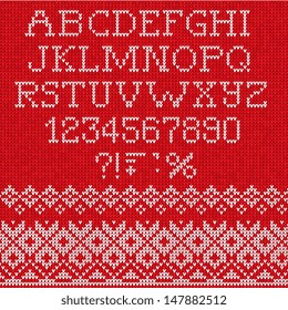 Christmas Font: Scandinavian style seamless knitted 