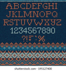 Christmas Font: Scandinavian style seamless knitted 