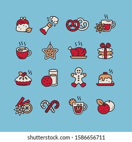 Christmas Food and Drink Icons set
