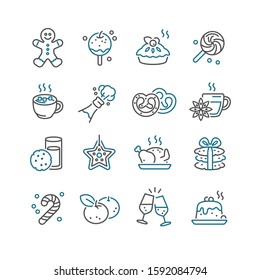 Christmas Food And Drink Icons Set
