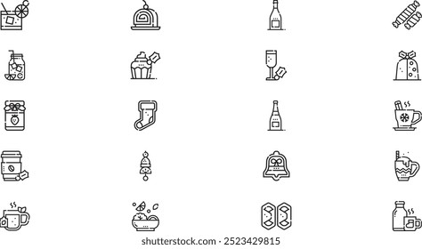 Christmas food and drinks icons High-Quality Vector Icons Collection with Editable Stroke. Ideal for Professional and Creative Projects.