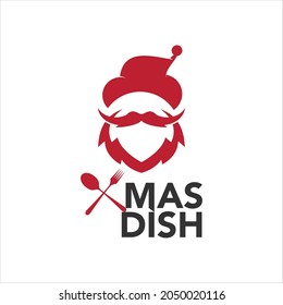 Christmas Food Logo Design with Santa Claus, Character or Mascot Graphic Element