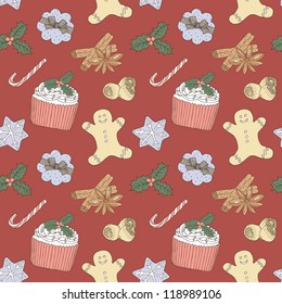 christmas food seamless background