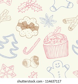 christmas food  seamless pattern