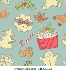 christmas food seamless pattern