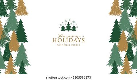 Christmas forest background illustration - green version