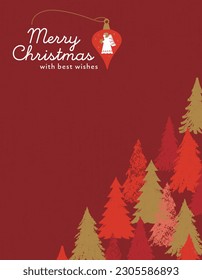 Christmas forest greeting card -red version