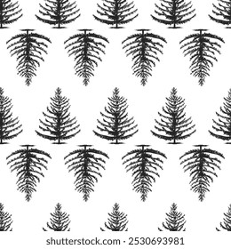 Christmas forest pine drawing background. Vector