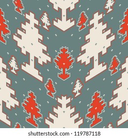 Christmas forest print. Seamless pattern. Vector.