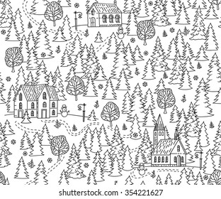 Christmas Forest Seamless Background
