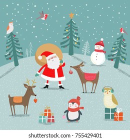 Christmas Forest Vector illustration