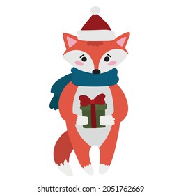 Christmas fox with card gift box