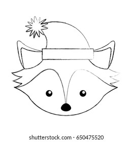 christmas fox face cartoon