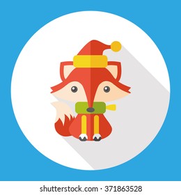 Christmas fox flat icon