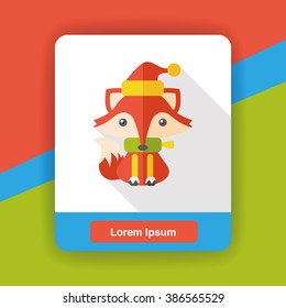 Christmas fox flat icon