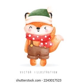 Christmas fox, Christmas vector illustration